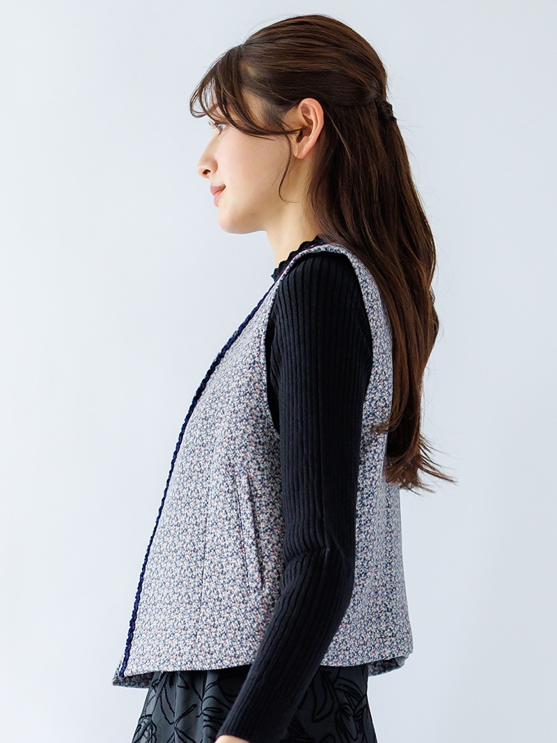 【50%OFF】プリント ブレード付ジレ