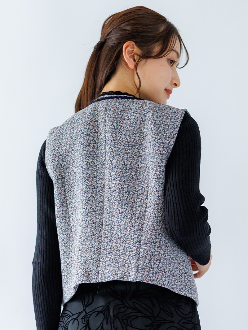 【50%OFF】プリント ブレード付ジレ