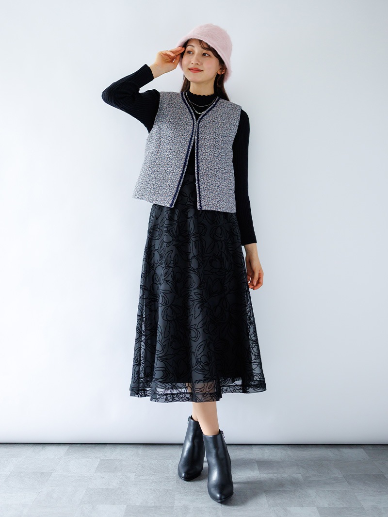 【50%OFF】プリント ブレード付ジレ