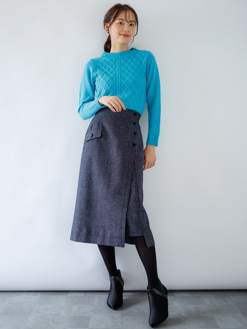 【50%OFF】ラメツィードＡラインスカート［丈65㎝以上］