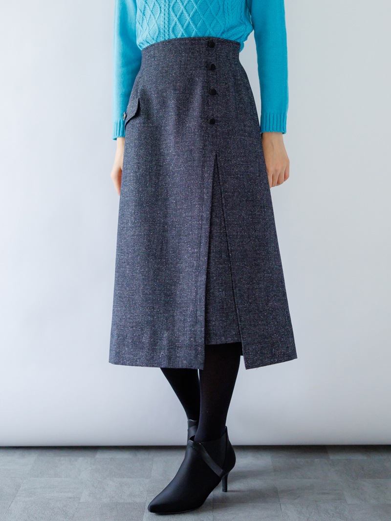 【50%OFF】ラメツィードＡラインスカート［丈65㎝以上］