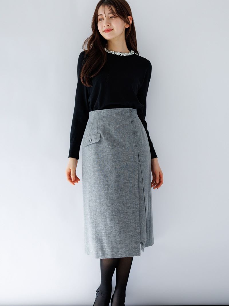 【50%OFF】ラメツィードＡラインスカート［丈65㎝以上］