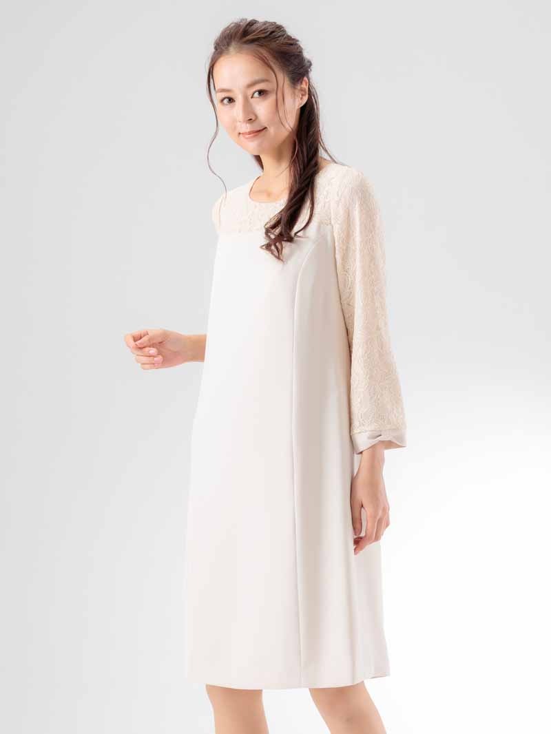 97丈フレンチキス袖レースワンピース