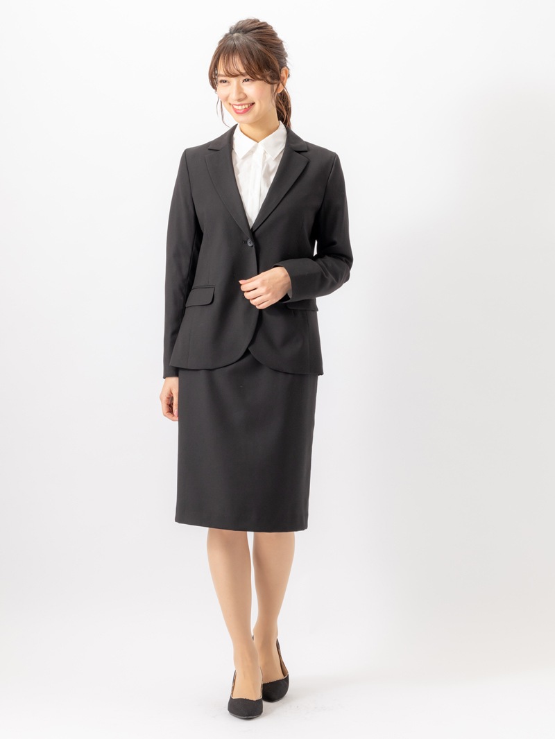 マイクロT/Rギャバストレッチウォッシャブルタイトスカート（ブラック）