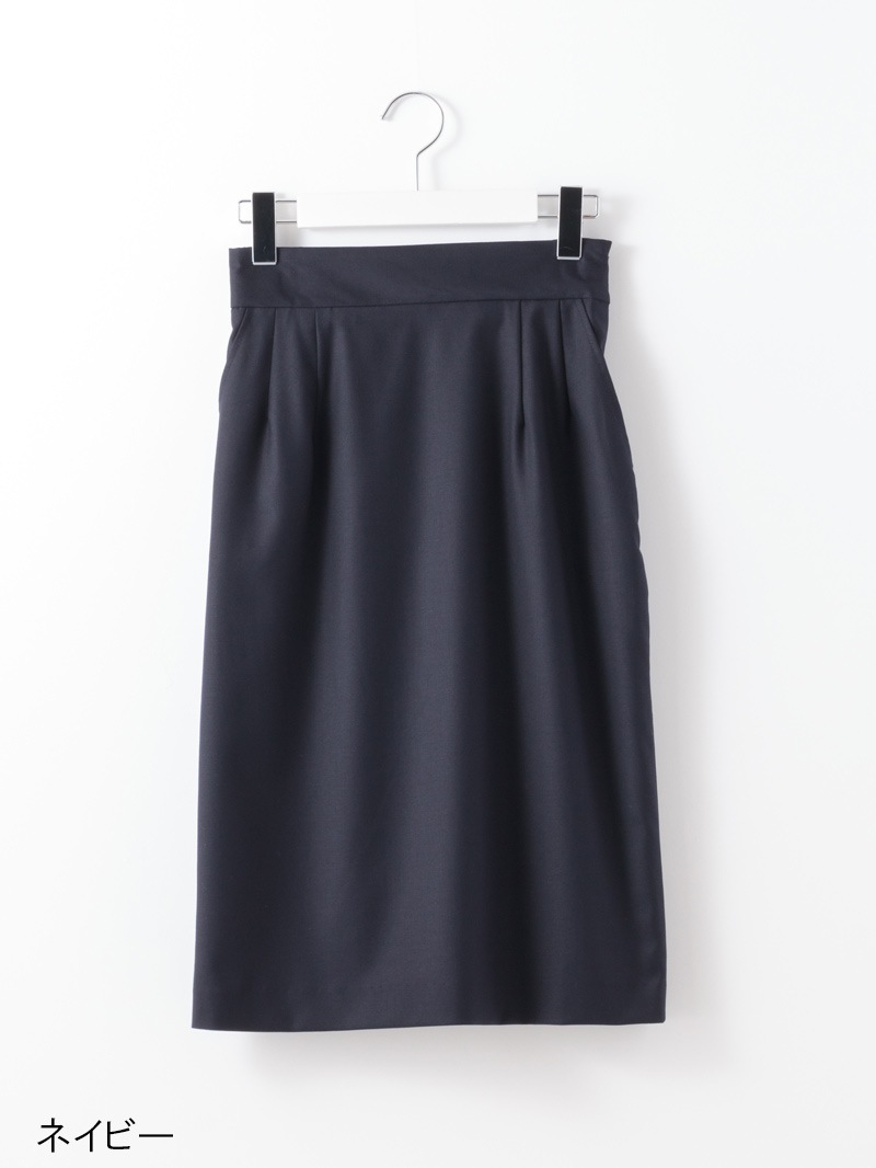 マイクロT/Rギャバストレッチウォッシャブルタイトスカート（ブラック）