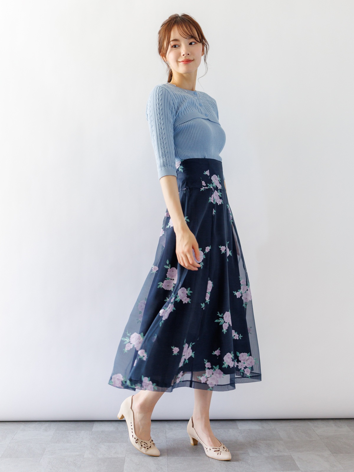 【50%OFF】オパール花柄フレアースカート