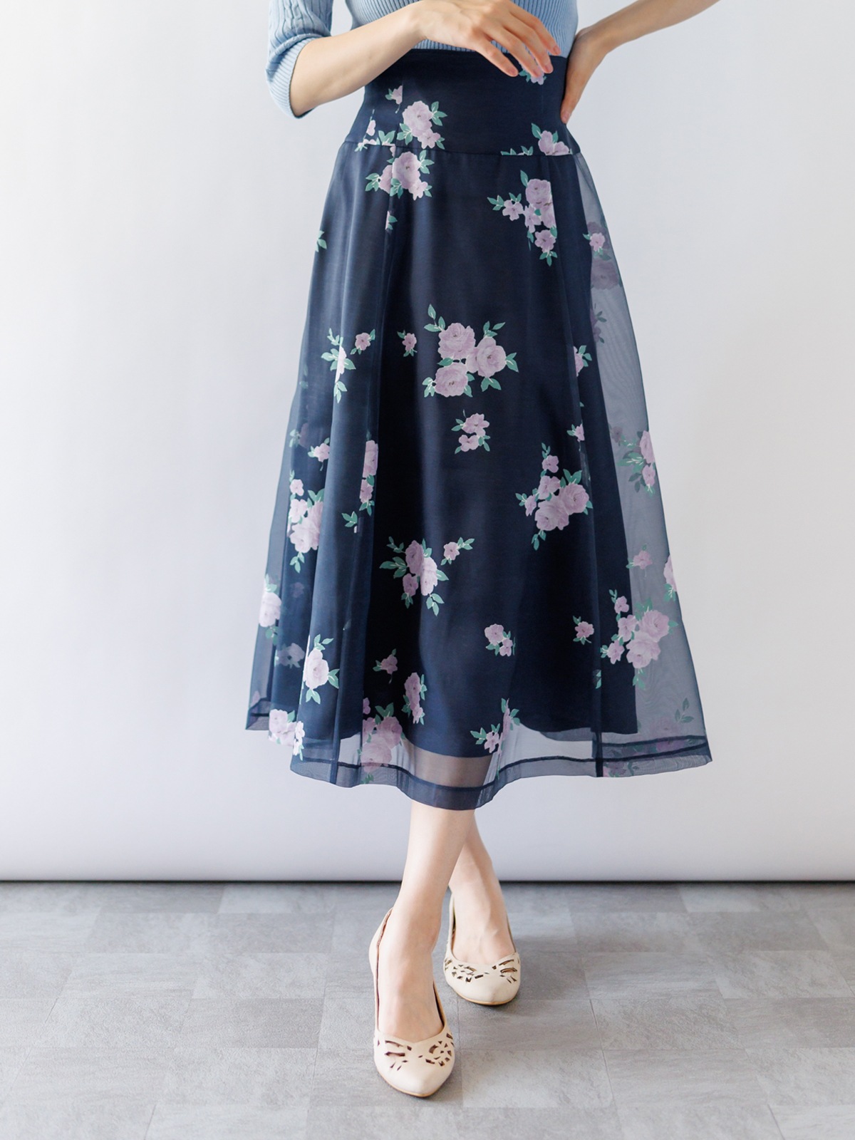 【50%OFF】オパール花柄フレアースカート