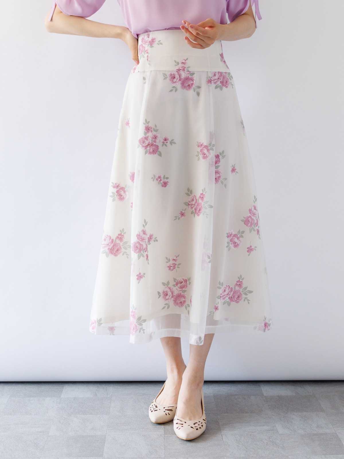 【50%OFF】オパール花柄フレアースカート