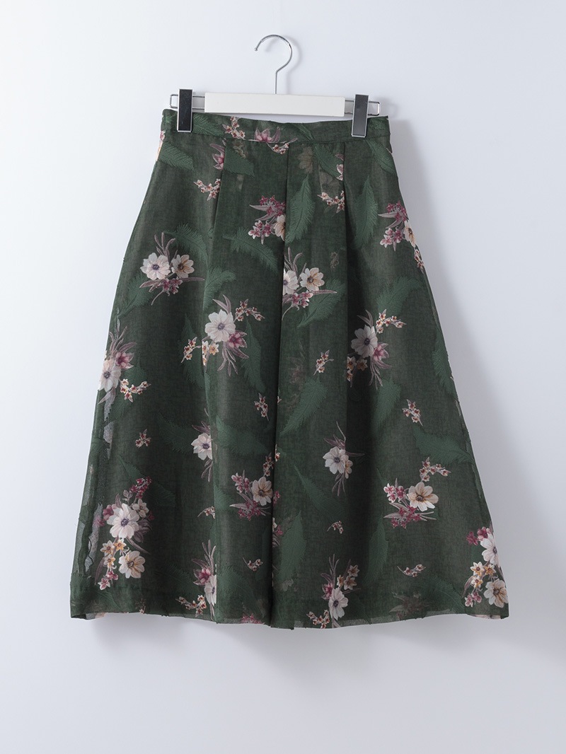 花柄L72タックフレアースカート