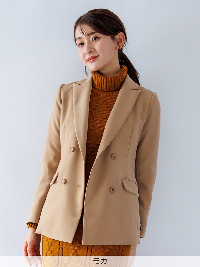 ベルト付ピークドジャケット＜秋コーデ＞