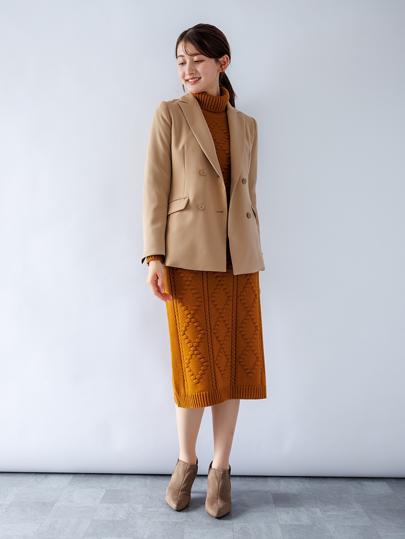 ベルト付ピークドジャケット＜秋コーデ＞