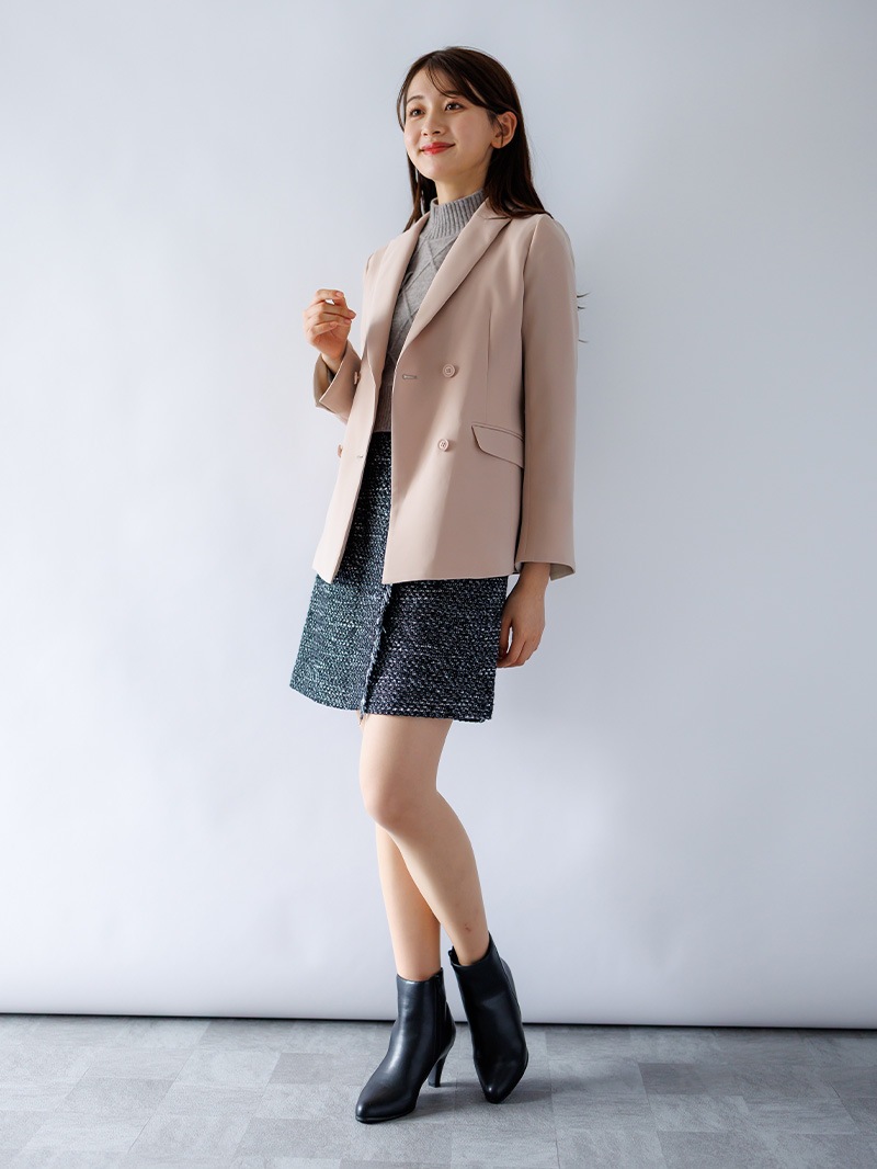 ベルト付ピークドジャケット＜秋コーデ＞