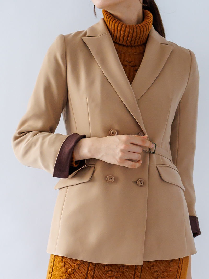 ベルト付ピークドジャケット＜秋コーデ＞