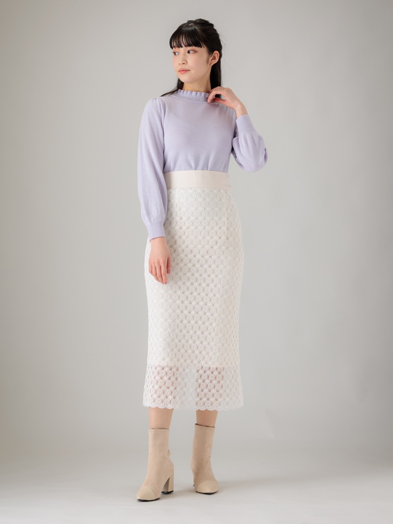 【均一価格】立衿後リボンビッグスリーブニット＜春夏物アウトレット＞