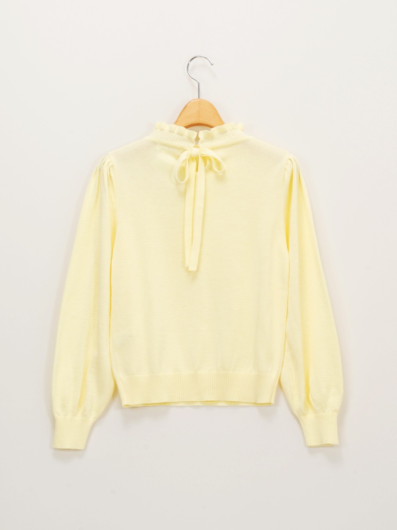 【均一価格】立衿後リボンビッグスリーブニット＜春夏物アウトレット＞