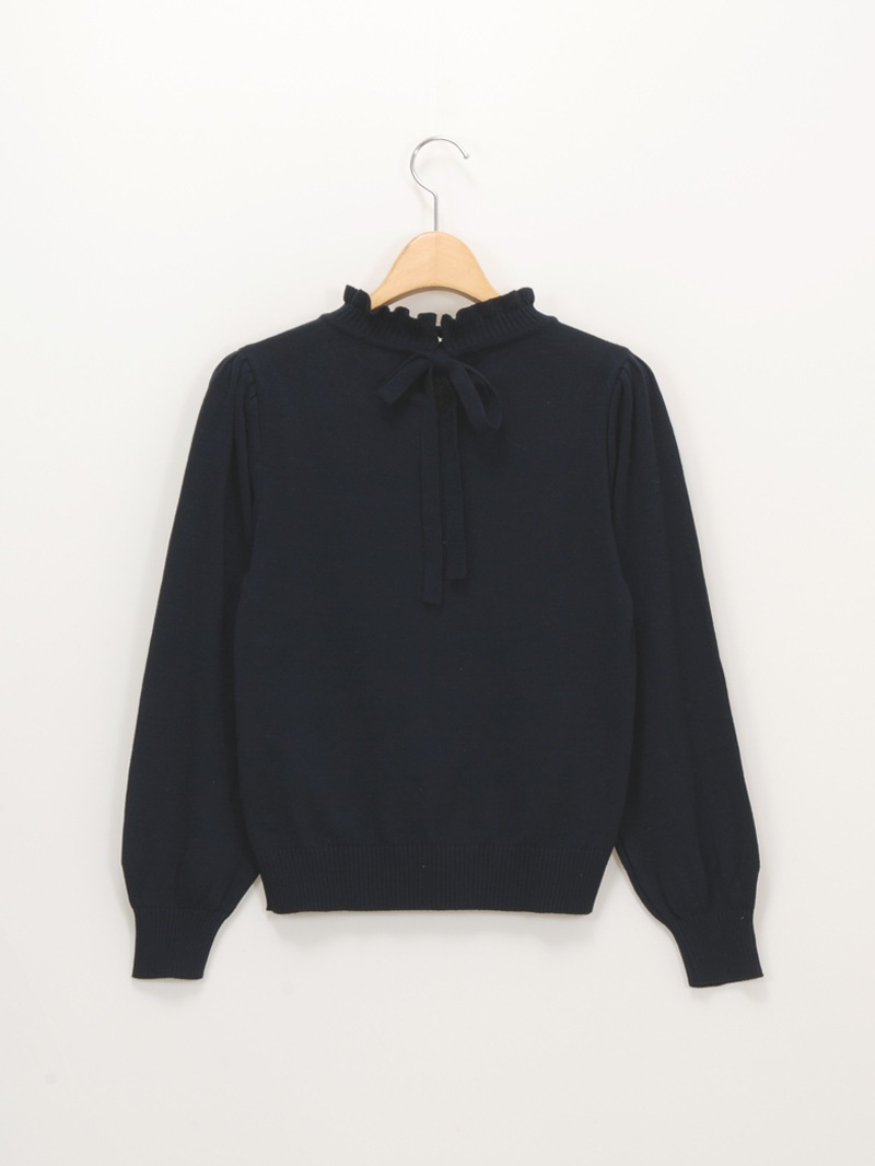 【均一価格】立衿後リボンビッグスリーブニット＜春夏物アウトレット＞