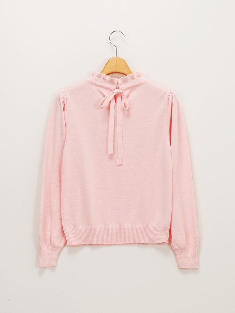 【均一価格】立衿後リボンビッグスリーブニット＜春夏物アウトレット＞