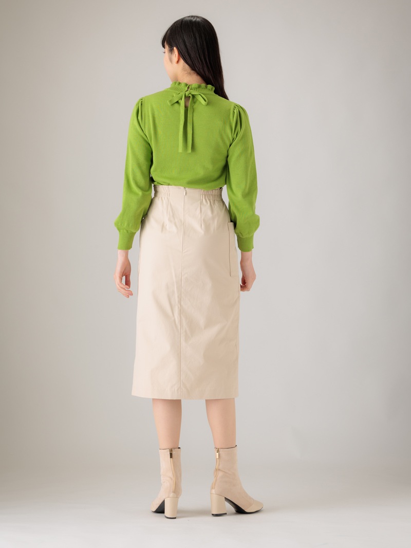 【均一価格】立衿後リボンビッグスリーブニット＜春夏物アウトレット＞