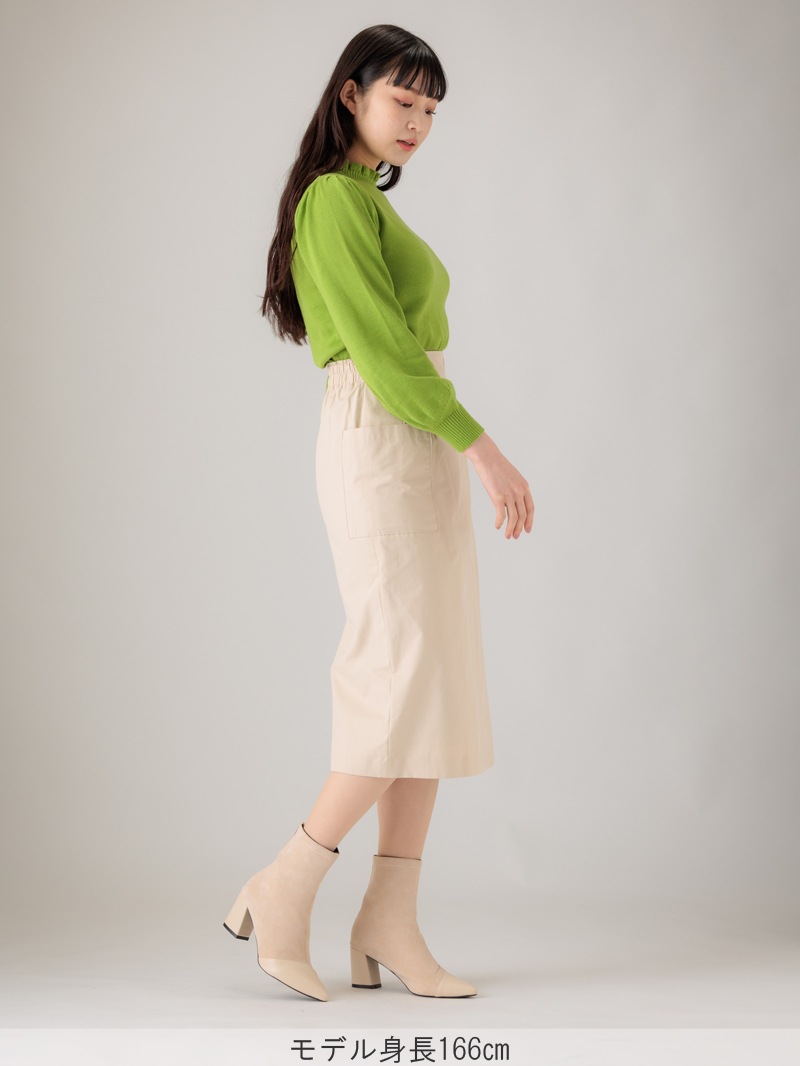 【均一価格】立衿後リボンビッグスリーブニット＜春夏物アウトレット＞