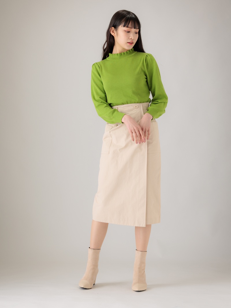 【均一価格】立衿後リボンビッグスリーブニット＜春夏物アウトレット＞