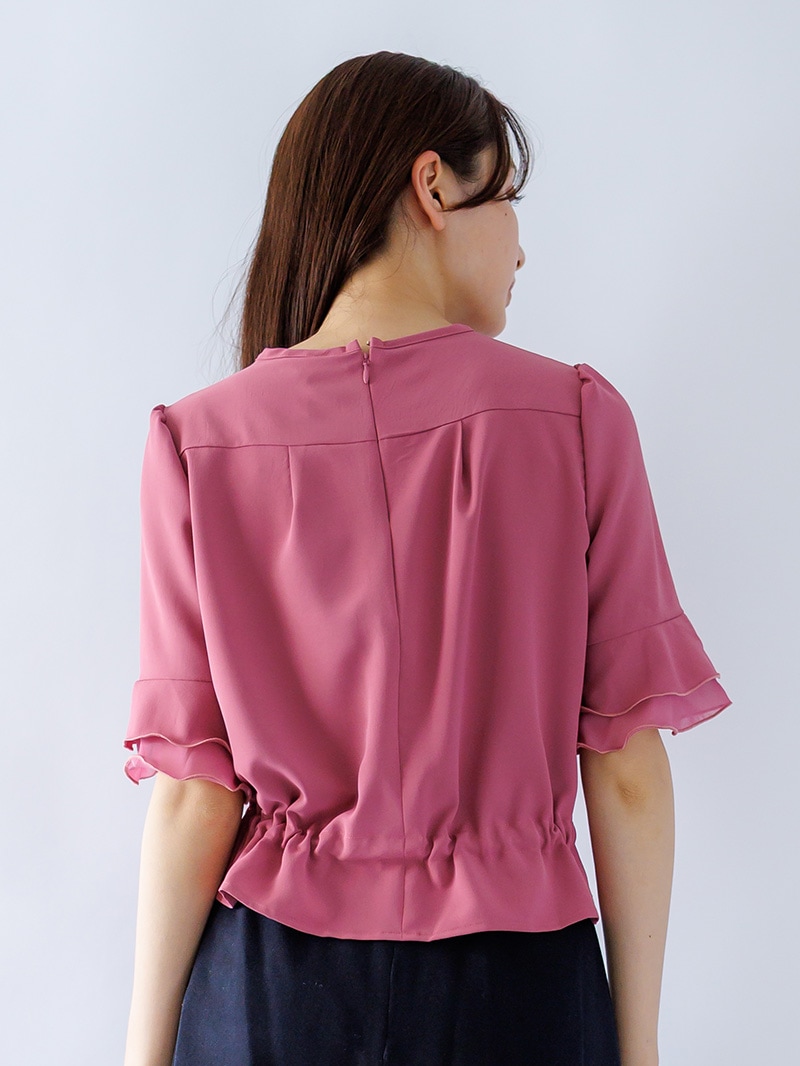 フリル衿 ドロストブラウス<秋コーデ>