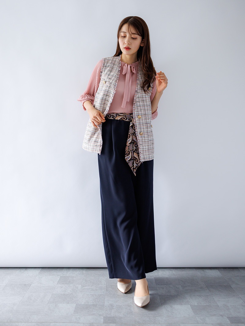 ジョーゼット プリーツブラウス＜秋コーデ＞