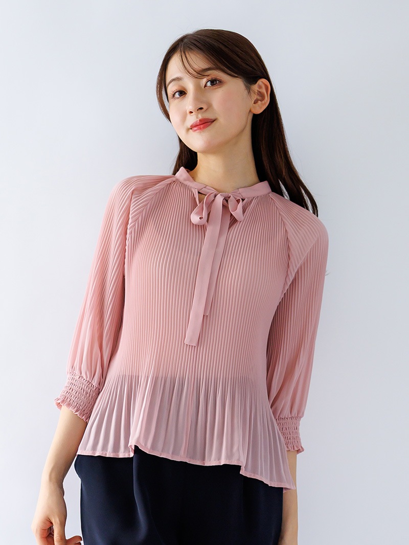 ジョーゼット プリーツブラウス＜秋コーデ＞