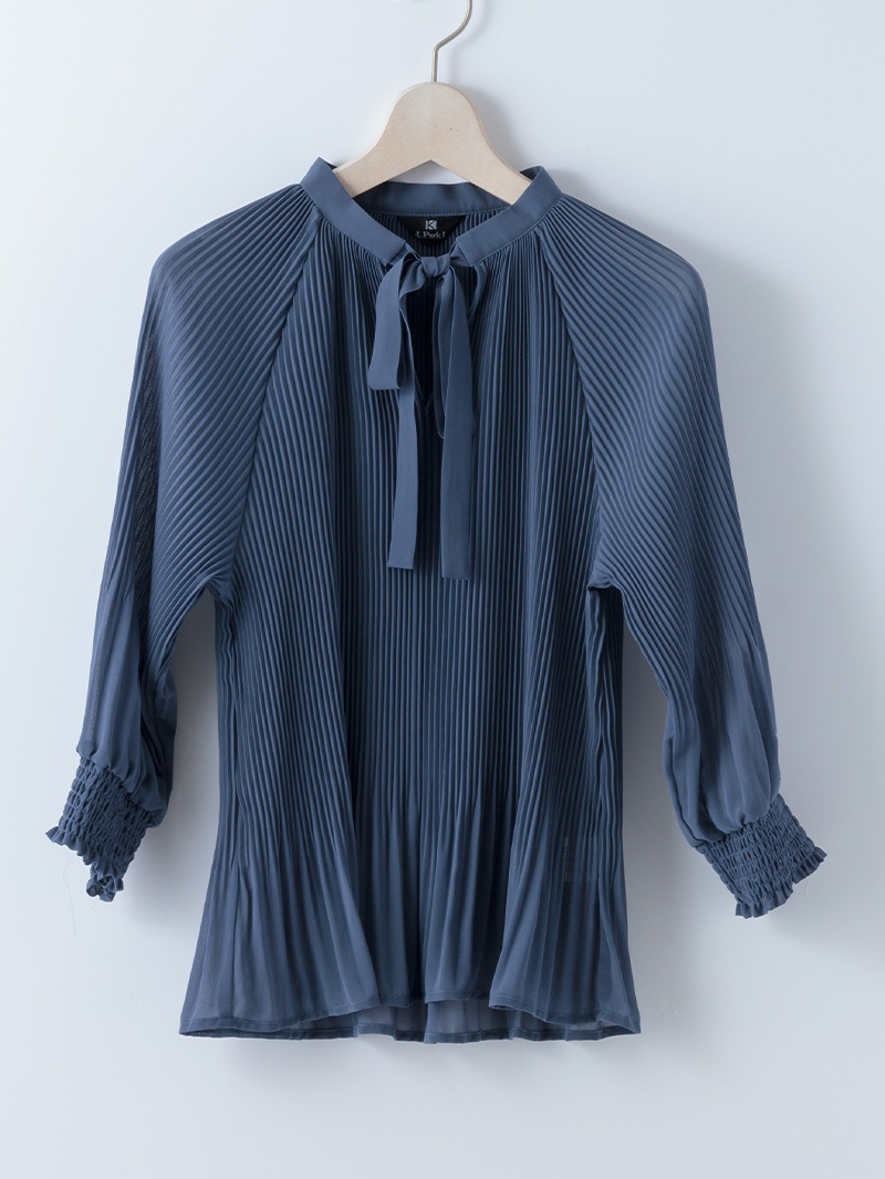 ジョーゼット プリーツブラウス＜秋コーデ＞