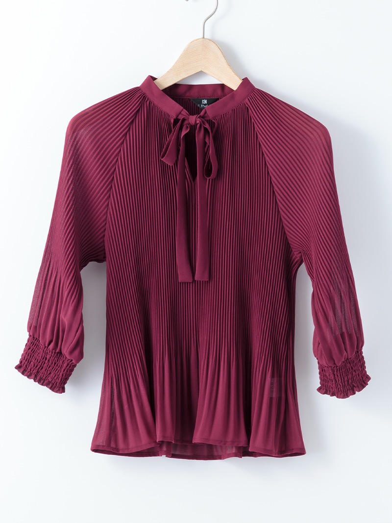 ジョーゼット プリーツブラウス＜秋コーデ＞