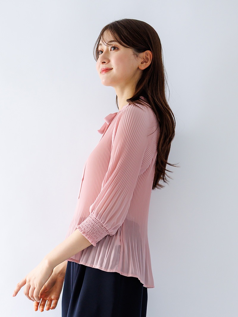 ジョーゼット プリーツブラウス＜秋コーデ＞