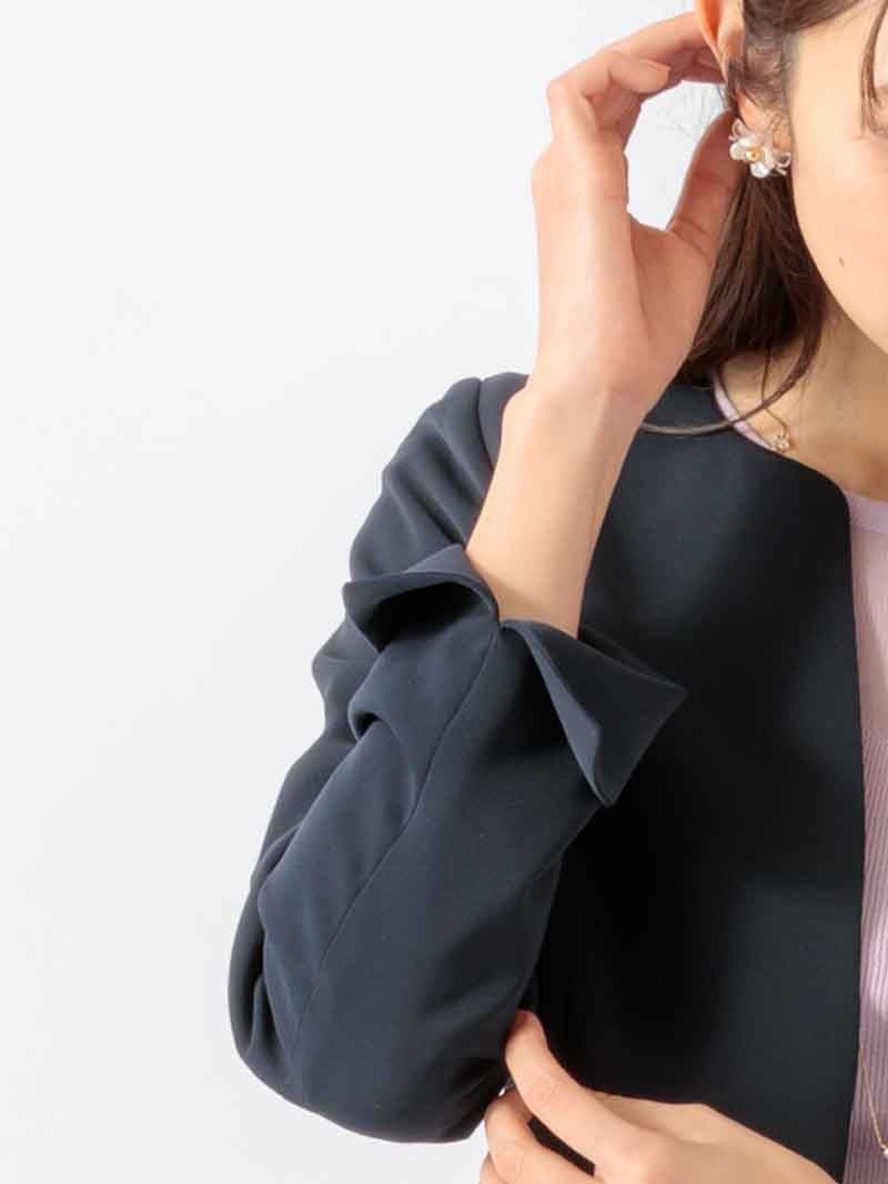 【70%OFF】サテンジョーゼットキーネックジャケット〈セットアップ対応商品〉