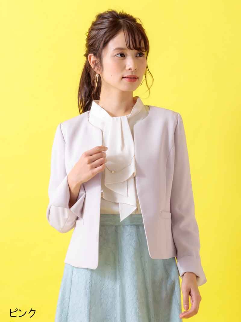 【70%OFF】サテンジョーゼットキーネックジャケット〈セットアップ対応商品〉