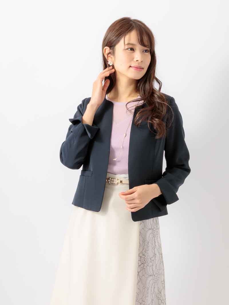 サテンジョーゼットキーネックジャケット｜KarLParkLane Style ONLINE SHOP