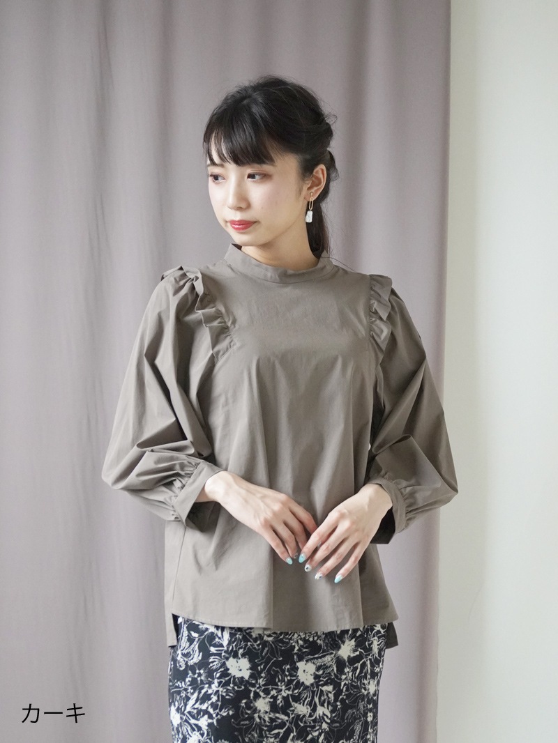 ボディシェルクールブロード衿付きビッグスリーブブラウス＜アウトレット均一価格＞