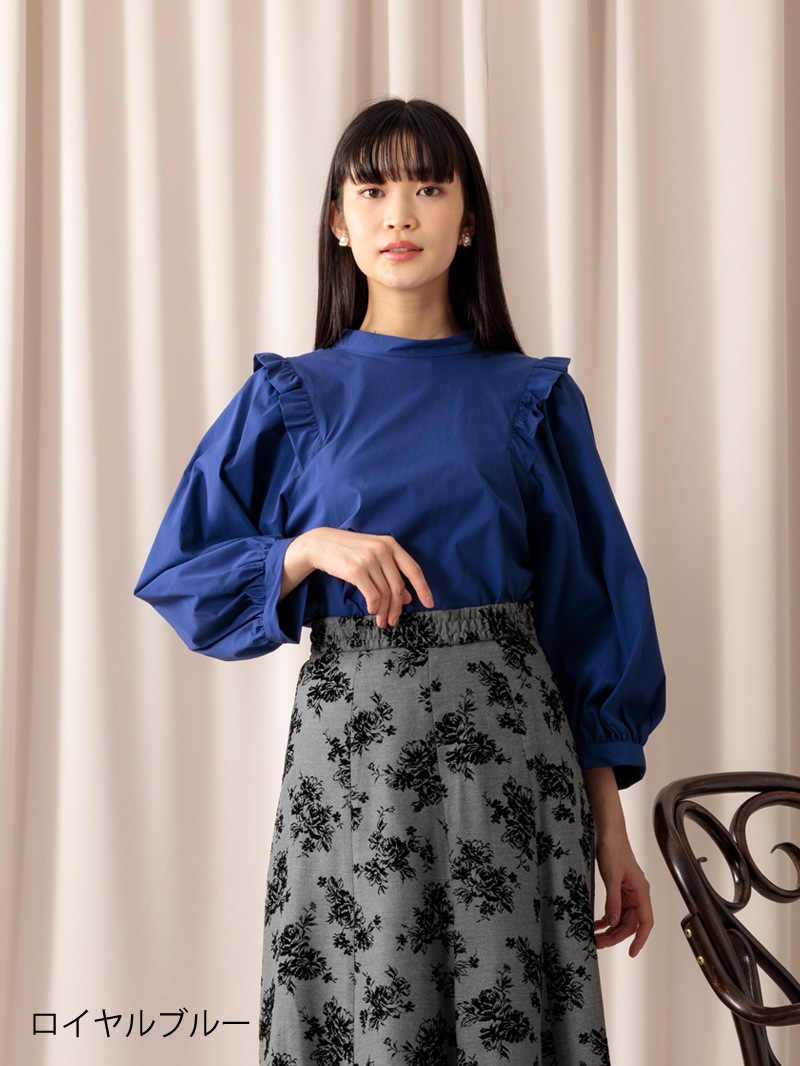 ボディシェルクールブロード衿付きビッグスリーブブラウス＜アウトレット均一価格＞