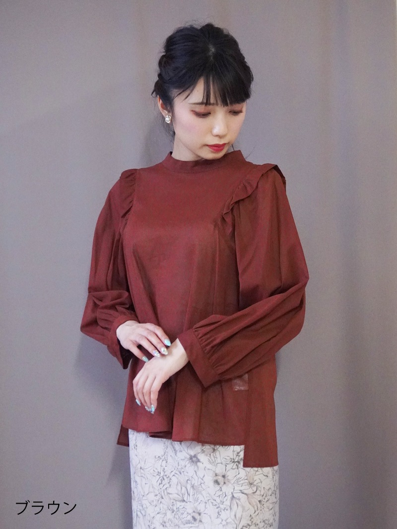 ボイル衿付きビッグスリーブブラウス<アウトレット均一価格>