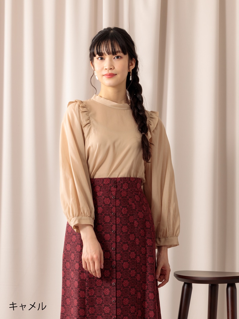 ボイル衿付きビッグスリーブブラウス<アウトレット均一価格>