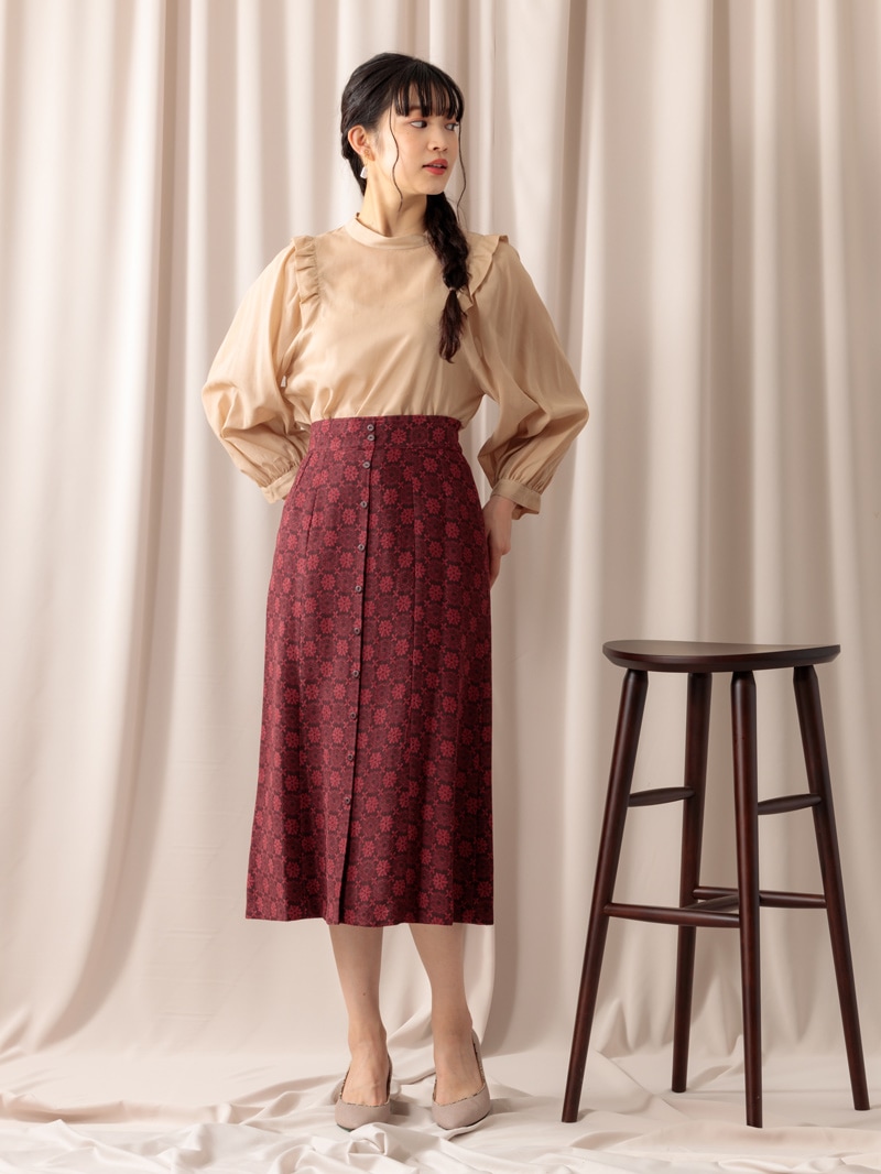 ボイル衿付きビッグスリーブブラウス<アウトレット均一価格>