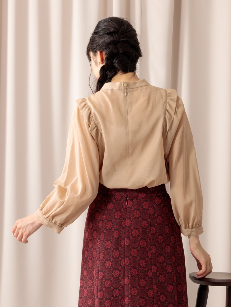 ボイル衿付きビッグスリーブブラウス<アウトレット均一価格>