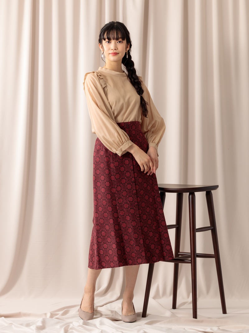 ボイル衿付きビッグスリーブブラウス<アウトレット均一価格>