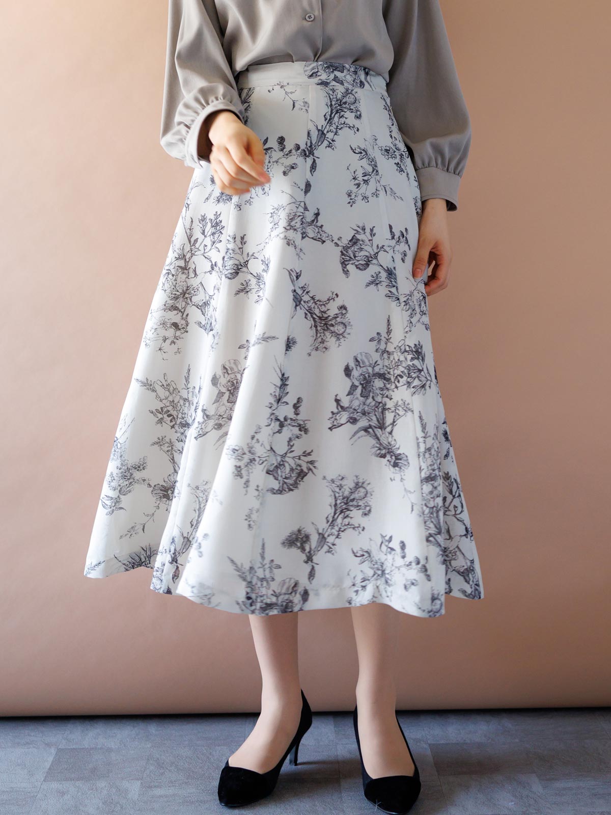 花柄8枚ハギフレアースカート