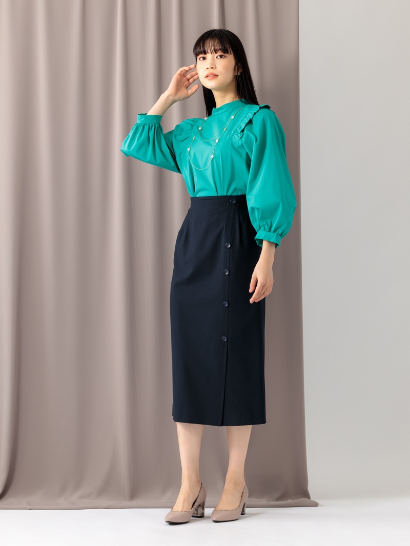 タイプライターバイオ 衿付きビッグスリーブブラウス＜アウトレット均一価格＞