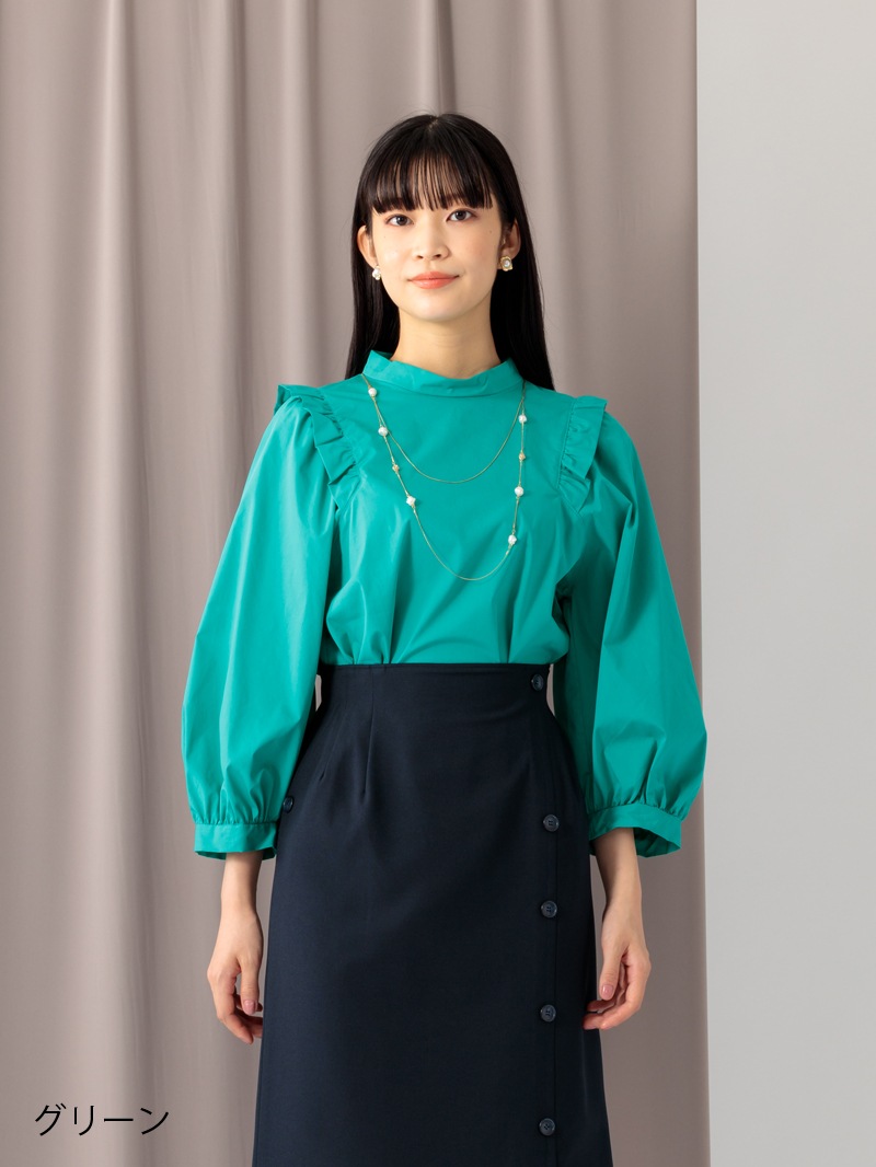 タイプライターバイオ 衿付きビッグスリーブブラウス＜アウトレット均一価格＞