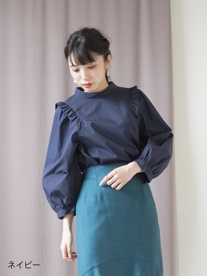 タイプライターバイオ 衿付きビッグスリーブブラウス＜アウトレット均一価格＞