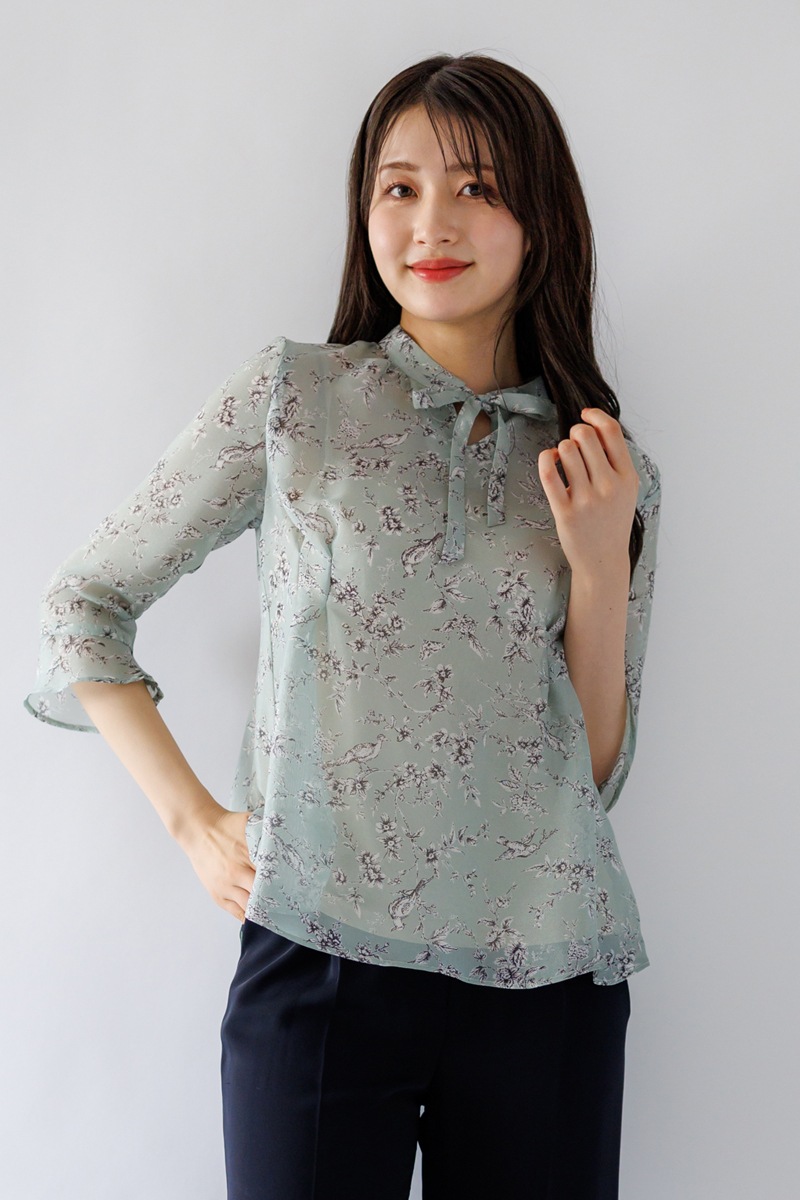 【FINAL OUTLET】花柄プリントリボンチュニック
