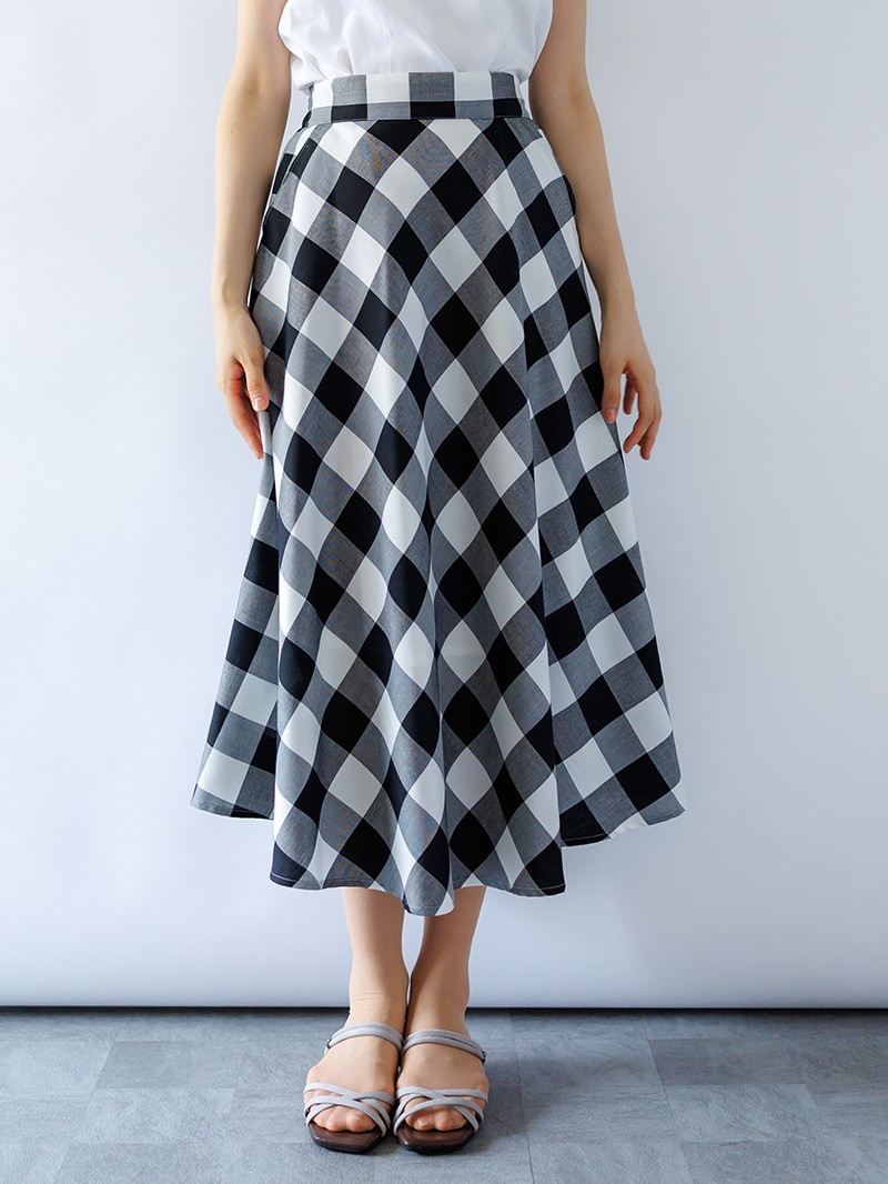 ギンガムチェックフレアースカート