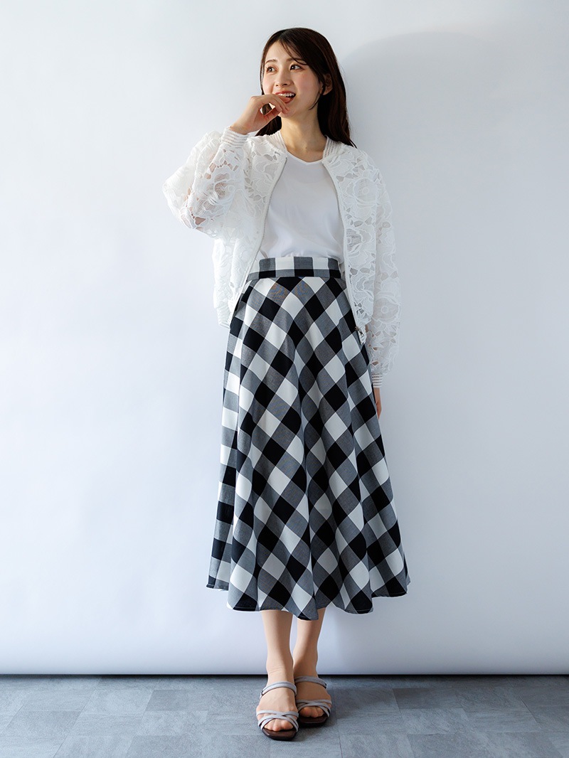 ギンガムチェックフレアースカート
