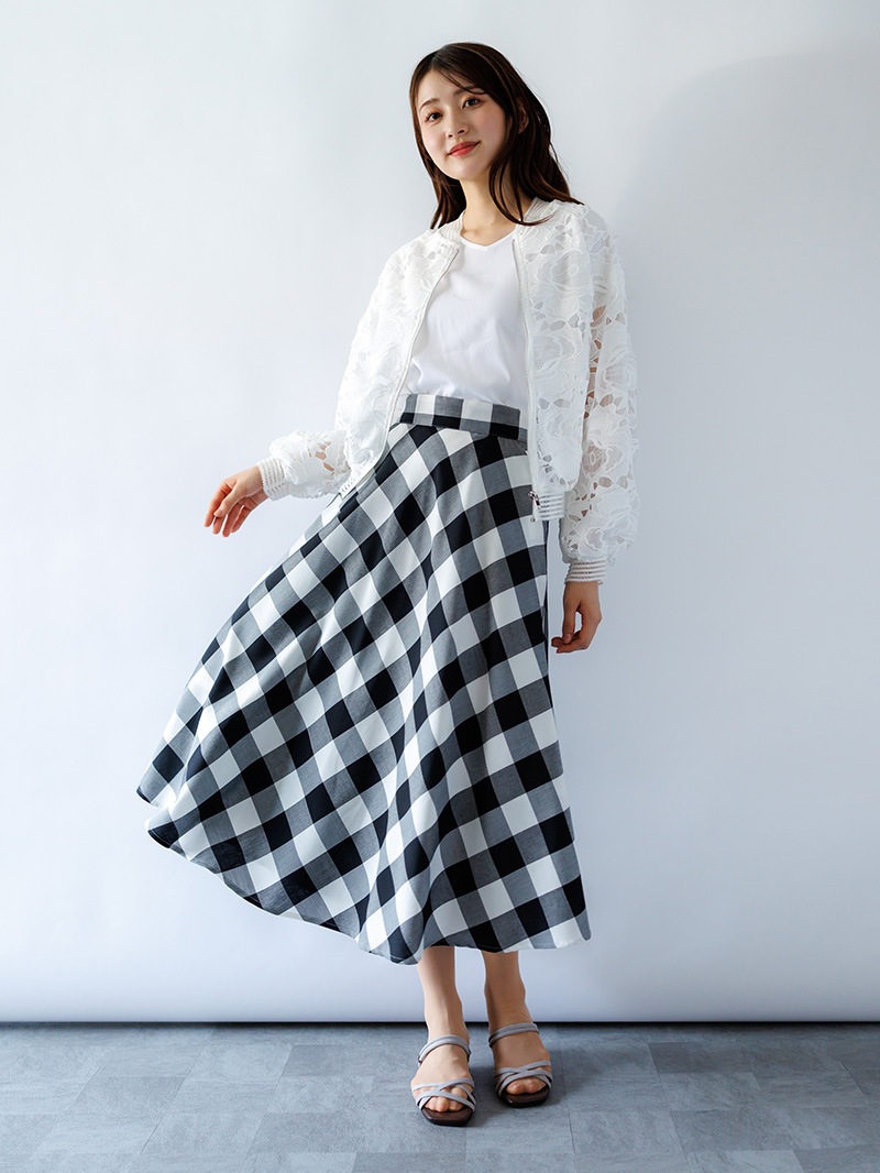 ギンガムチェックフレアースカート
