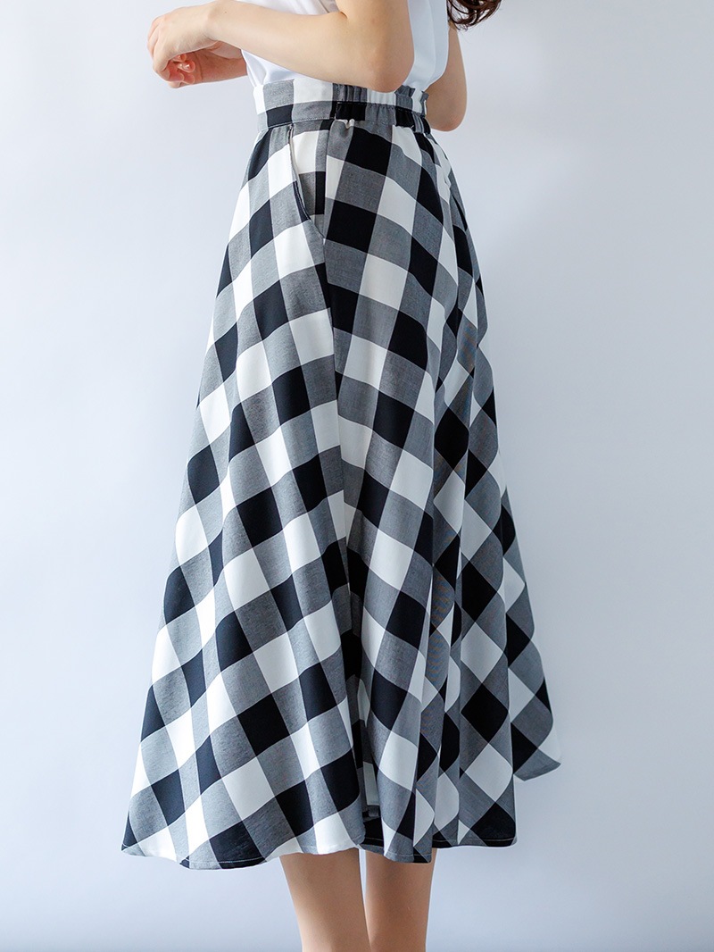 ギンガムチェックフレアースカート