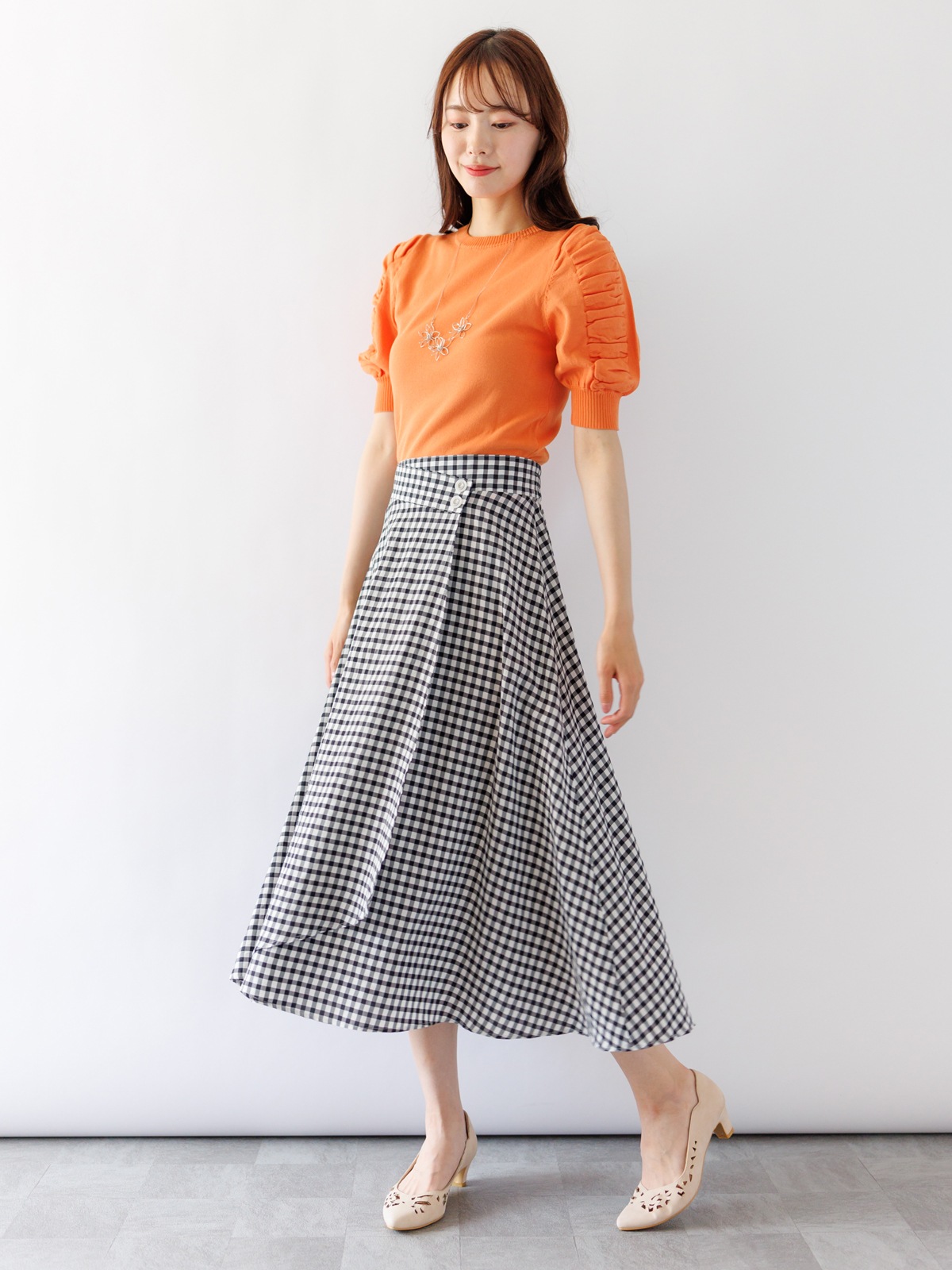 【50%OFF】ギンガム巻風スカート